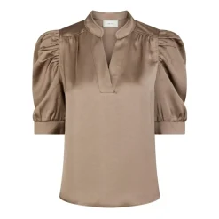 DAMES Neo Noir Sateen Blouse met Pofmouwen