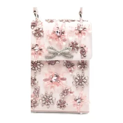 DAMES Self Portrait Heuptassen^Satijnen Clutch met Bloemmotief en Kristallen