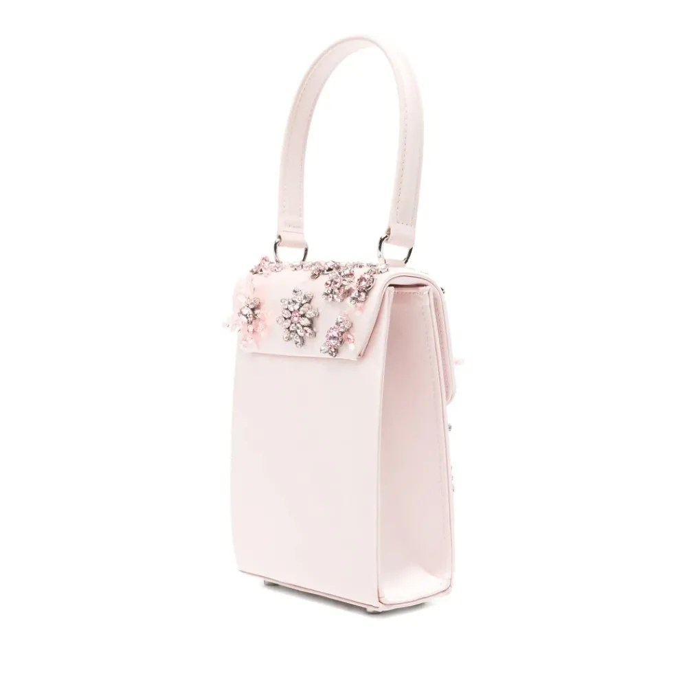 DAMES Self Portrait Heuptassen^Satijnen Clutch met Bloemmotief en Kristallen