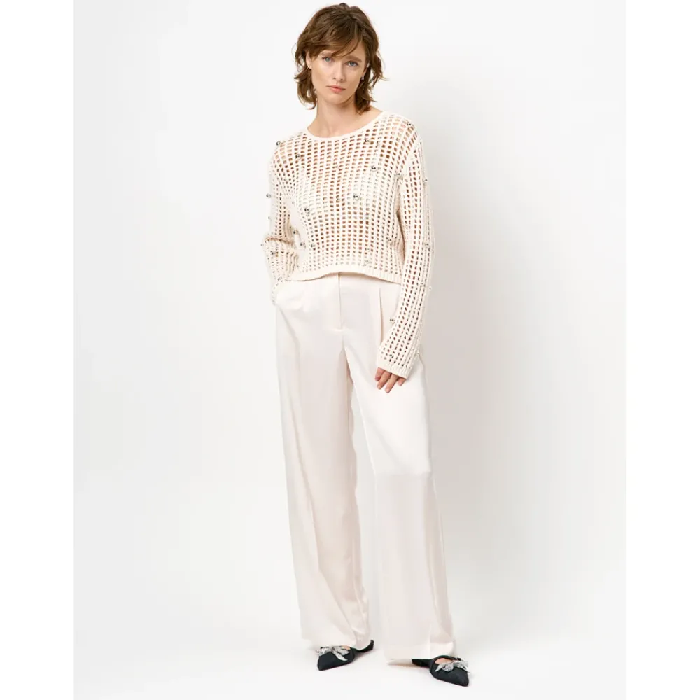 DAMES Dante 6 Broeken^Satijnen slimme broek met wijde pijpen