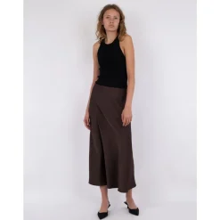 DAMES Neo Noir Rokken^Satijnen Wijd Uitlopende Rok - Donker