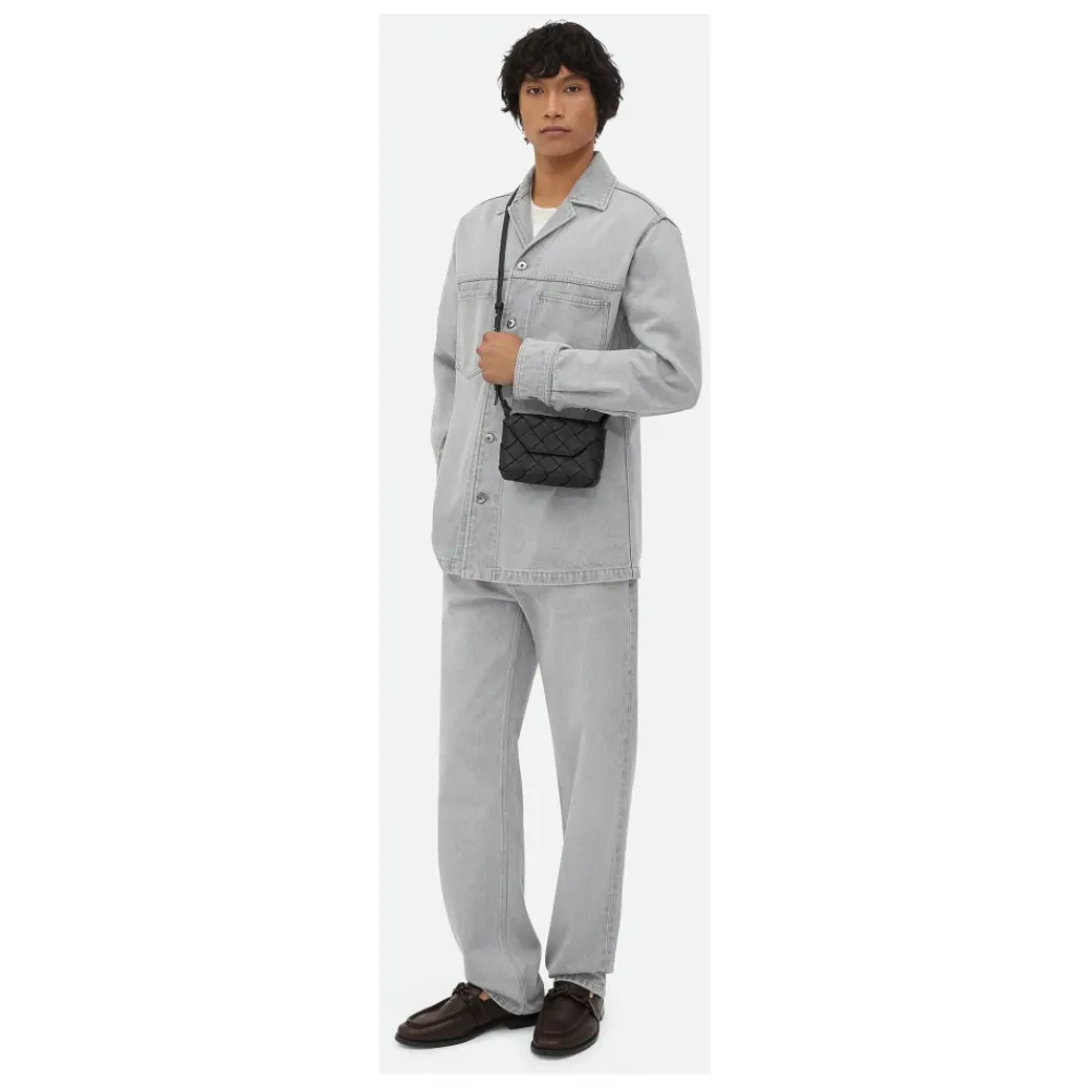 Heren Bottega Veneta Schoudertas van geweven leer