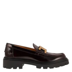 DAMES Tod's Loafers^Semi-Glanzende Leren Moccasin met Metalen T-Ketting
