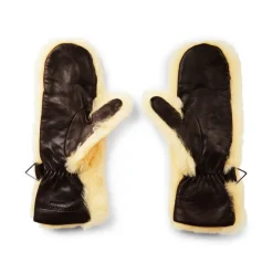 DAMES Bottega Veneta Shearling Leather Logo Handschoenen