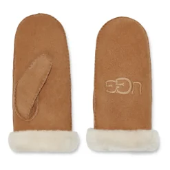 DAMES UGG Sheepskin Embroider Mittens Chestnut