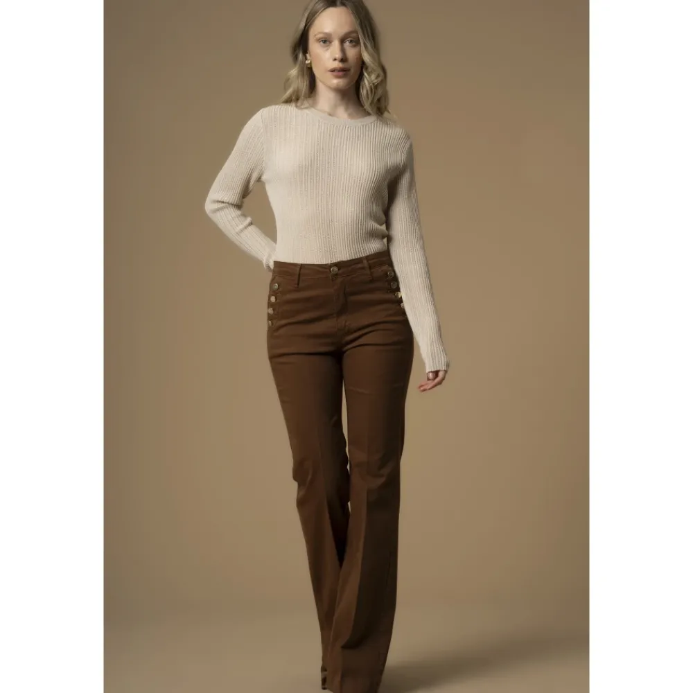 DAMES Kocca Jeans^Sierlijke knoopdetail slim fit broek