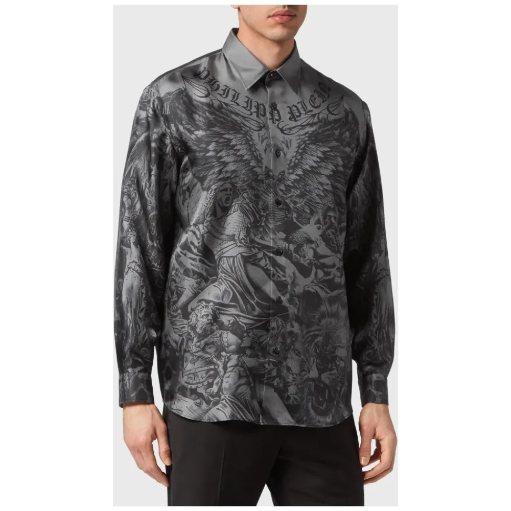 Heren Philipp Plein Overhemden^Silk Dandy Shirt Tattoo