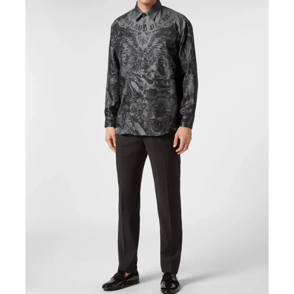 Heren Philipp Plein Overhemden^Silk Dandy Shirt Tattoo