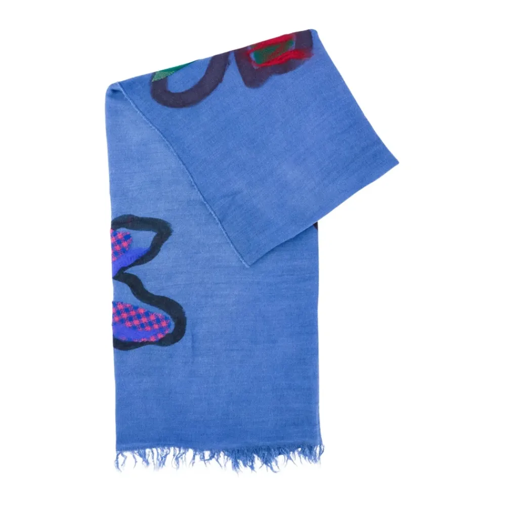 DAMES Exquisite J Sjaals^Sjaal met grafisch patroon en franjes