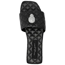 DAMES Philipp Plein Slippers^Skull-embellished Quilted Leather Slides