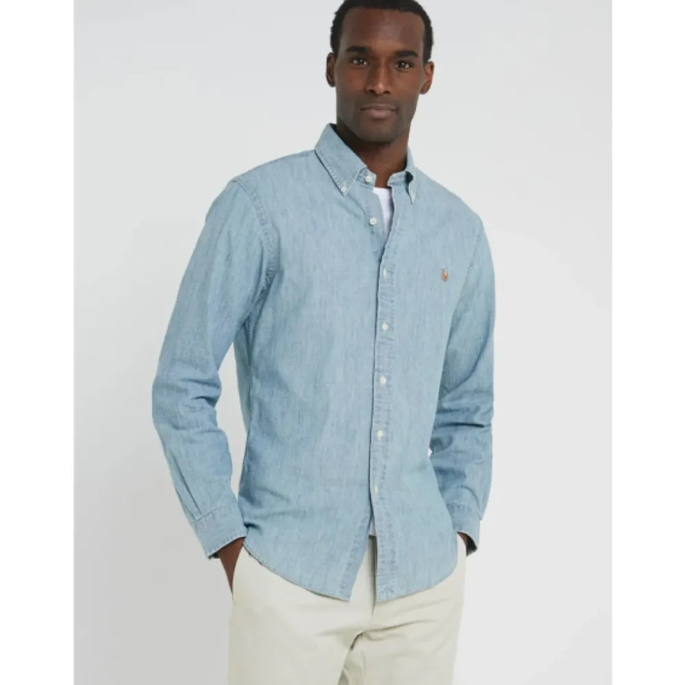 Heren Polo Ralph Lauren Overhemden^Slim Fit Chambray Overhemd