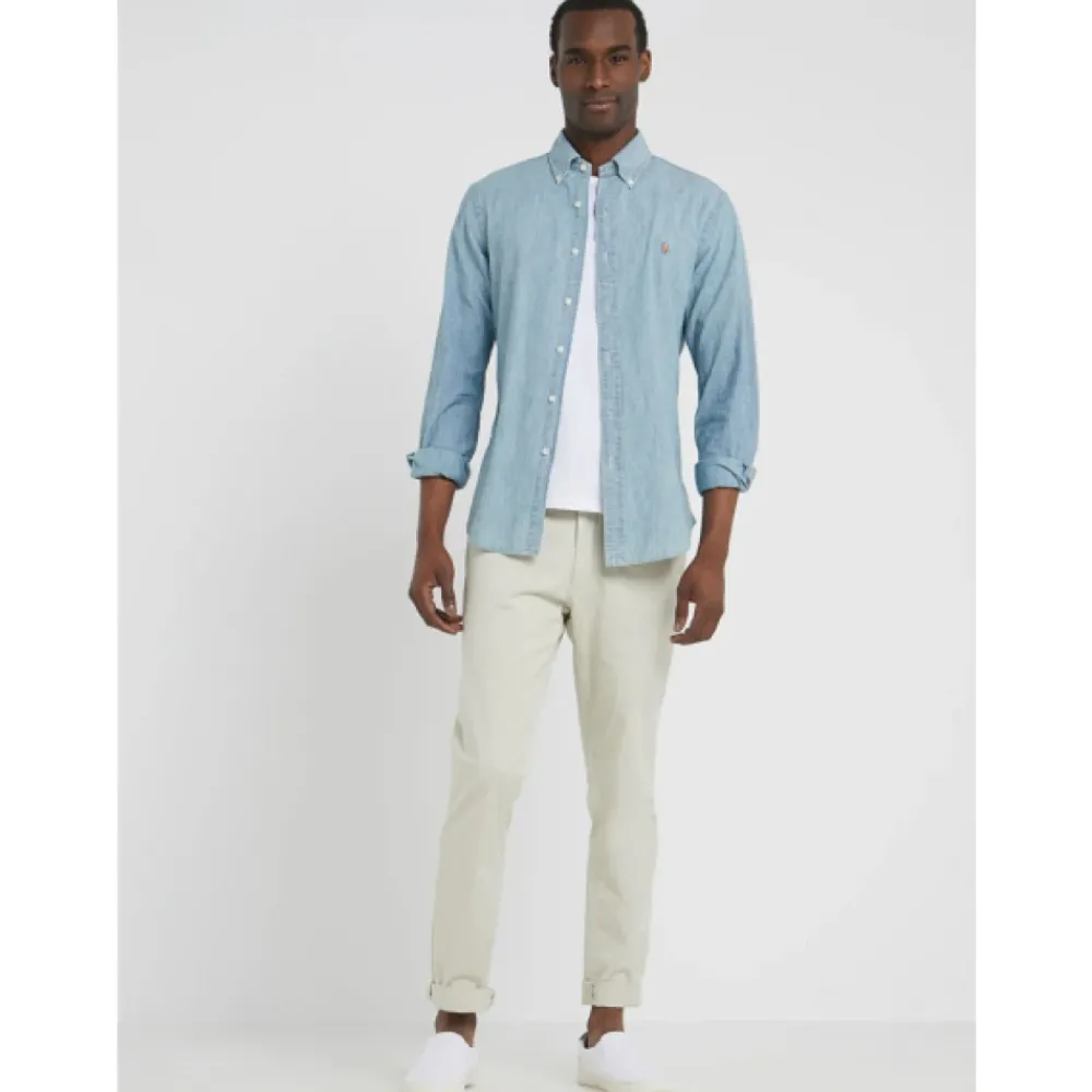 Heren Polo Ralph Lauren Overhemden^Slim Fit Chambray Overhemd