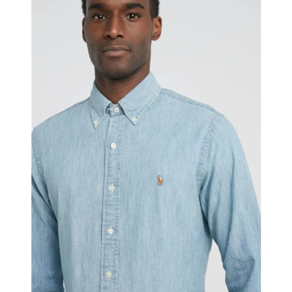 Heren Polo Ralph Lauren Overhemden^Slim Fit Chambray Overhemd
