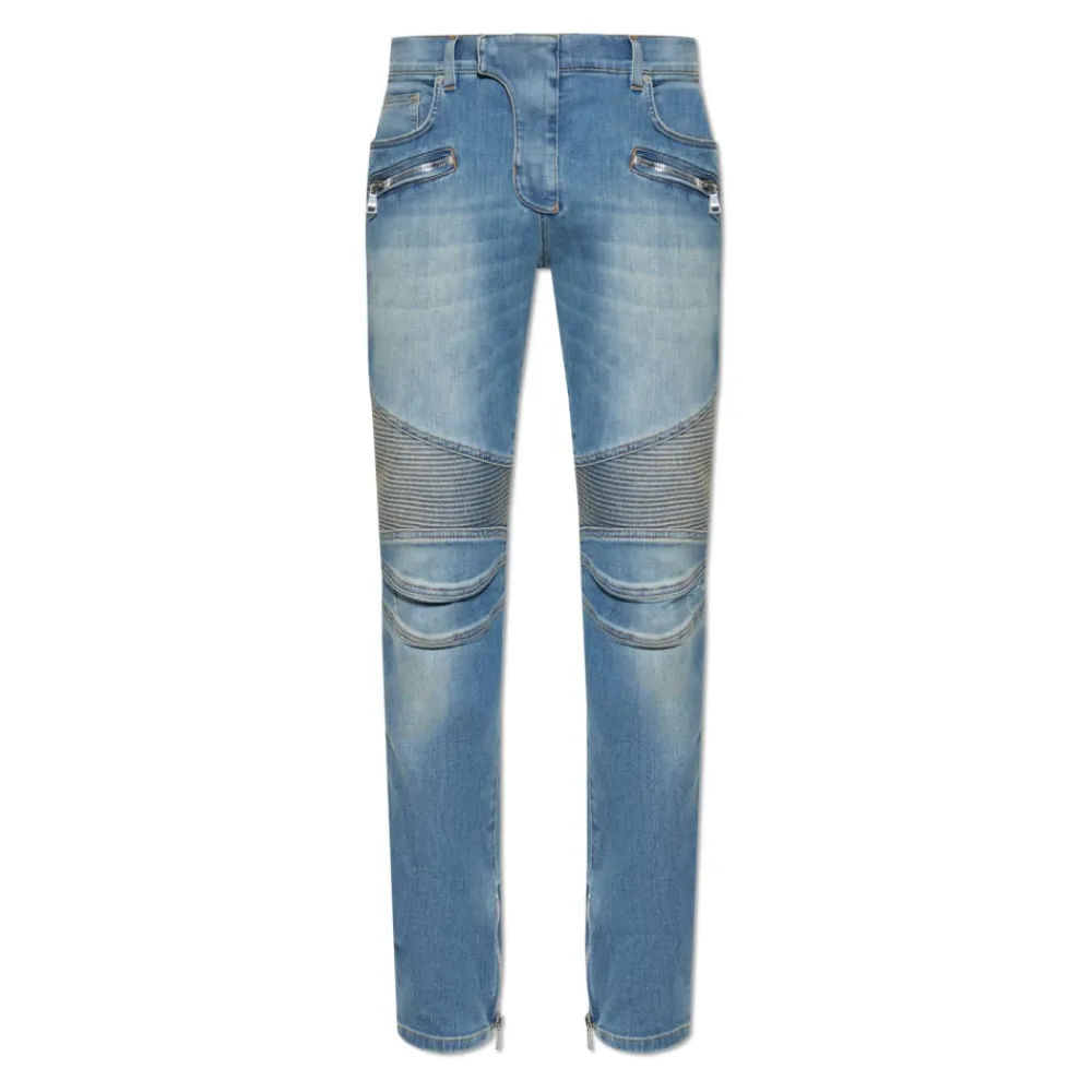 Heren Balmain Jeans^Slim-fit biker jeans