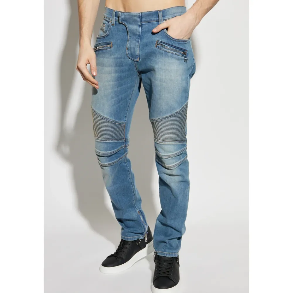 Heren Balmain Jeans^Slim-fit biker jeans