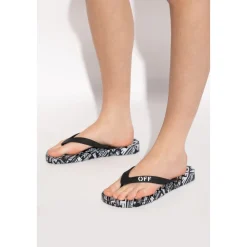 DAMES Off White Slippers^Slippers met logo