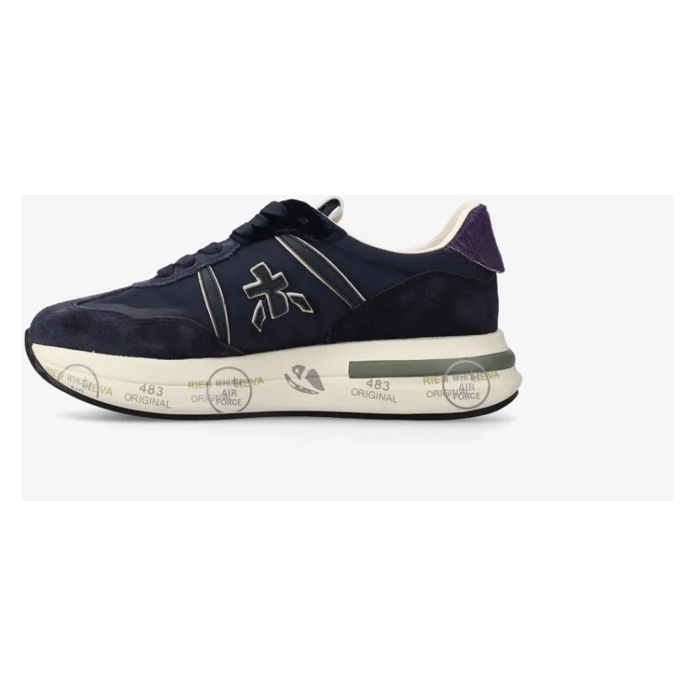 DAMES Premiata Sneakers van stof en suède met logo