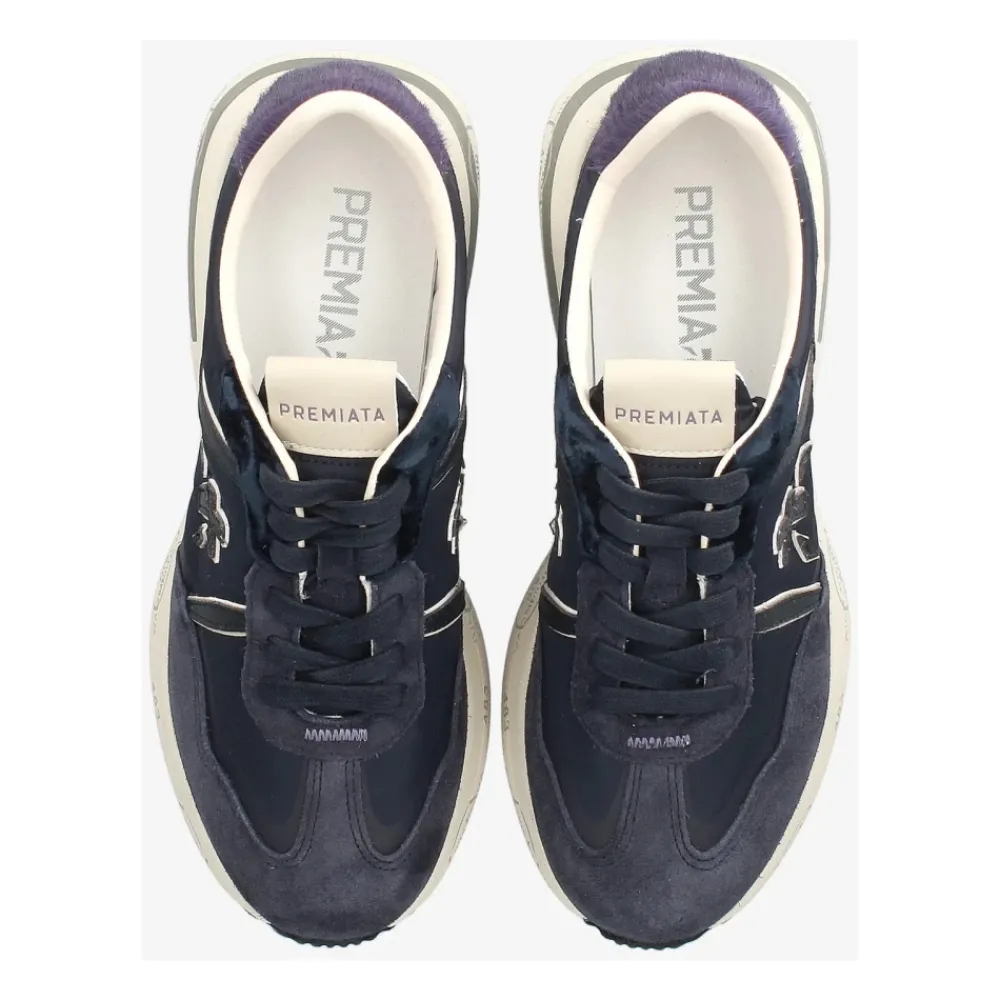 DAMES Premiata Sneakers van stof en suède met logo