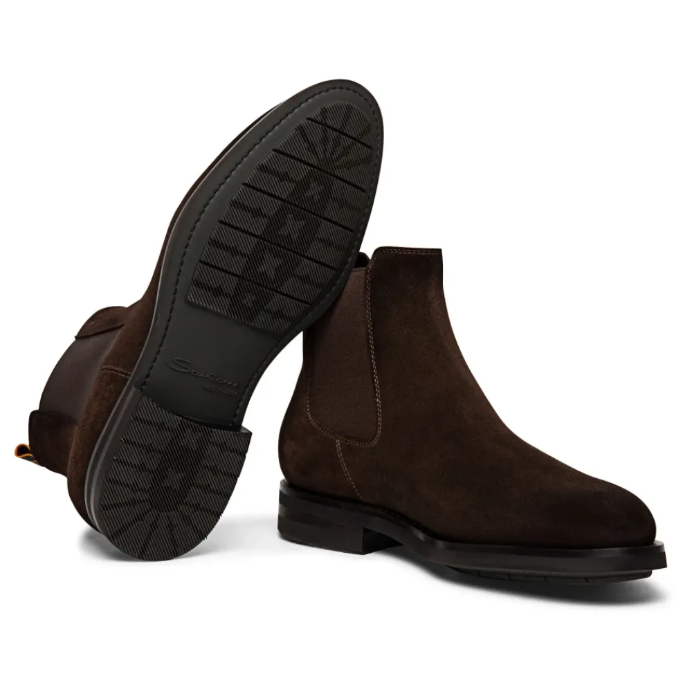 Heren Santoni Laarzen^Soft Suede Chelsea Boot