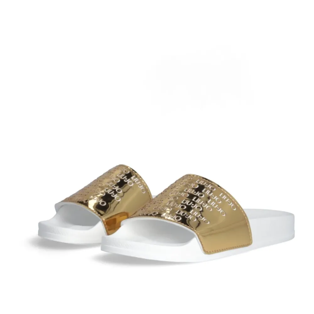 DAMES Liu Jo Spiegel wit goud sandalen met logo