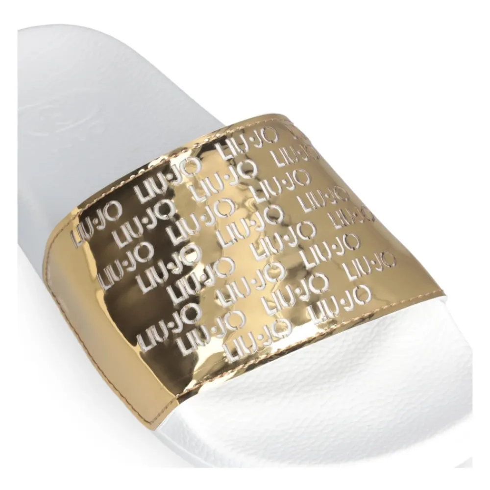 DAMES Liu Jo Spiegel wit goud sandalen met logo