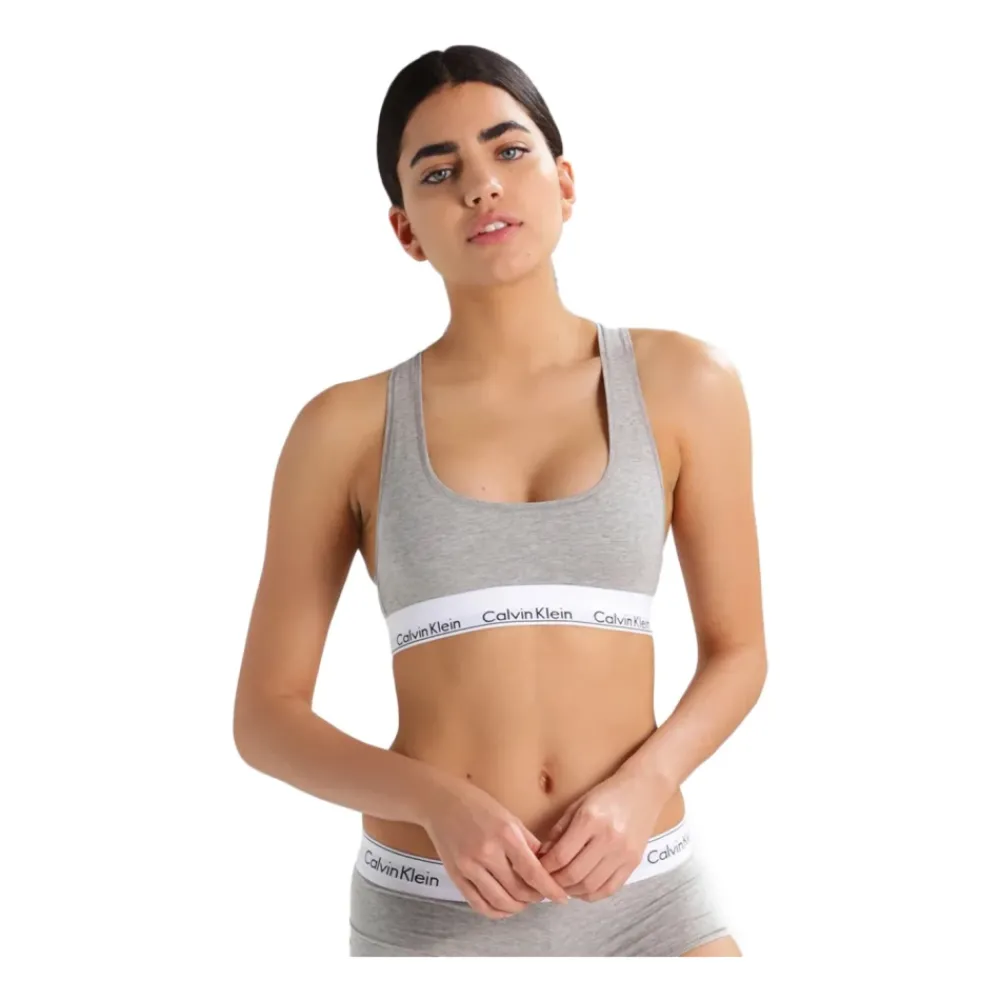Calvin Klein Sport Bh'S & Ondergoed|Sportshirts^Sportieve grijze sportbeha met rubberen letters