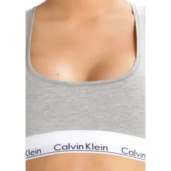 Calvin Klein Sport Bh'S & Ondergoed|Sportshirts^Sportieve grijze sportbeha met rubberen letters