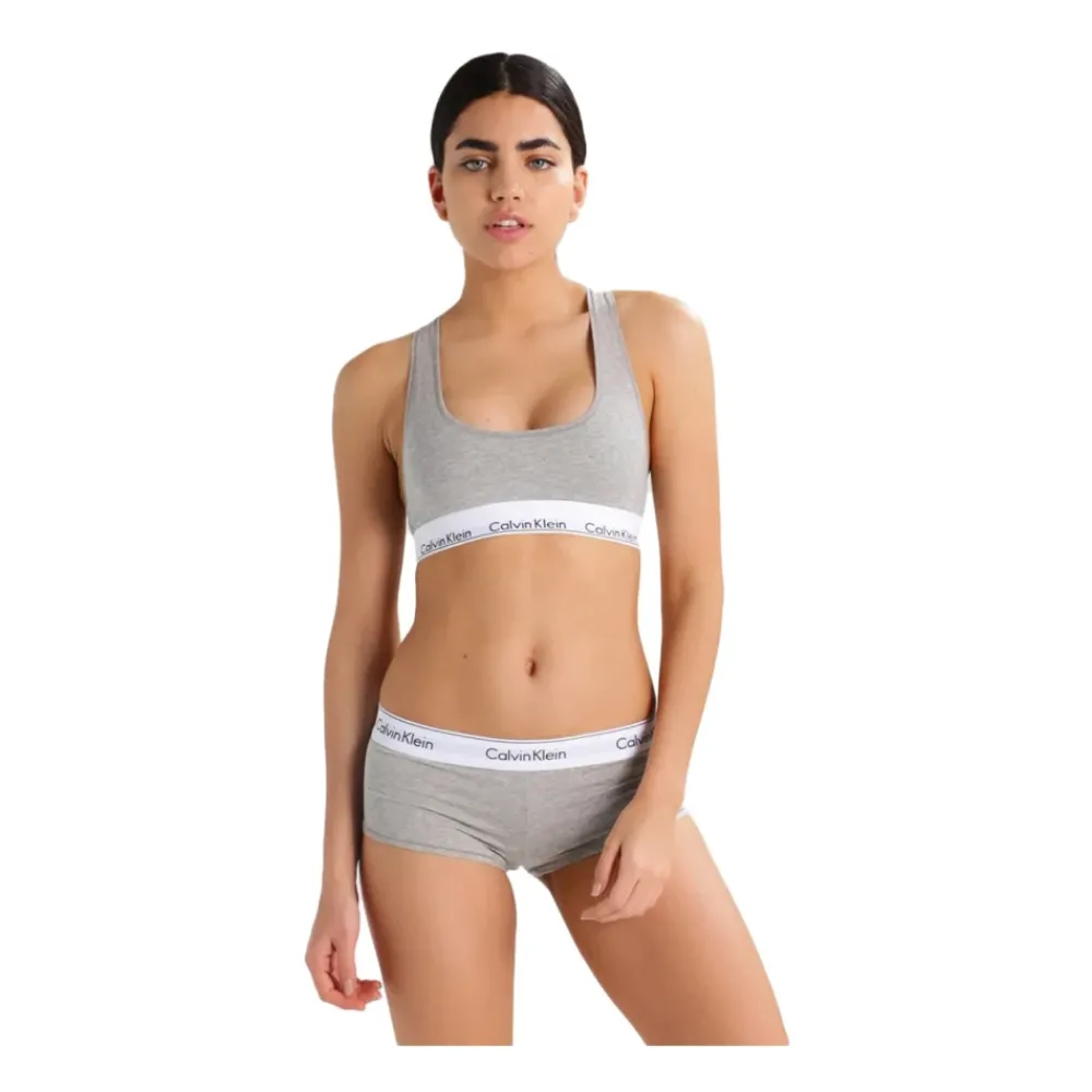 Calvin Klein Sport Bh'S & Ondergoed|Sportshirts^Sportieve grijze sportbeha met rubberen letters