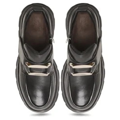 DAMES Cesare Gaspari Stoere Dubbele Gesp Leren Loafers Geirr -