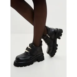 DAMES Cesare Gaspari Stoere Dubbele Gesp Leren Loafers Geirr -