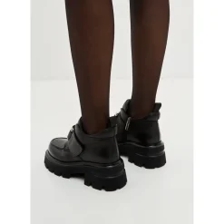 DAMES Cesare Gaspari Stoere Dubbele Gesp Leren Loafers Geirr -