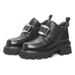 DAMES Cesare Gaspari Stoere Dubbele Gesp Leren Loafers Geirr -