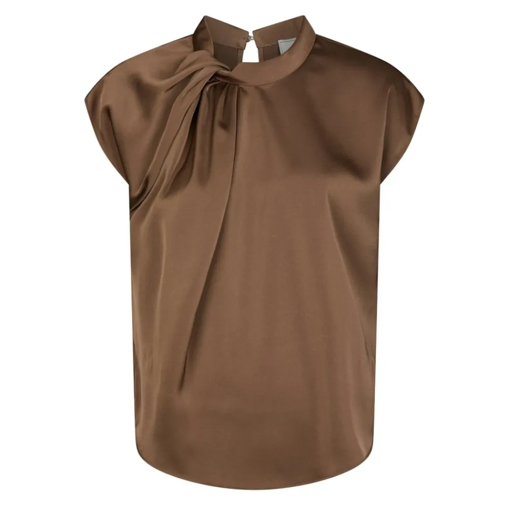 DAMES Neo Noir Blouses^Stoffige e Drapy Satijnen Blouse