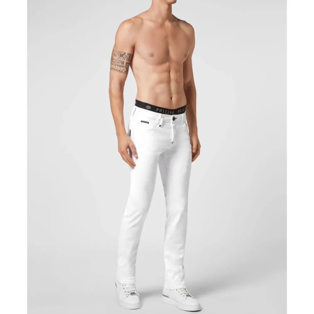 Heren Philipp Plein Jeans^Stone Washed Denim 5 Pocket Pants