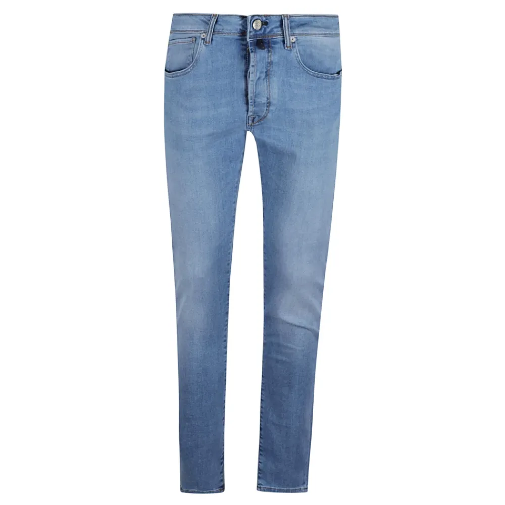 Heren Incotex Stretch Denim Jeans met Suède Patch