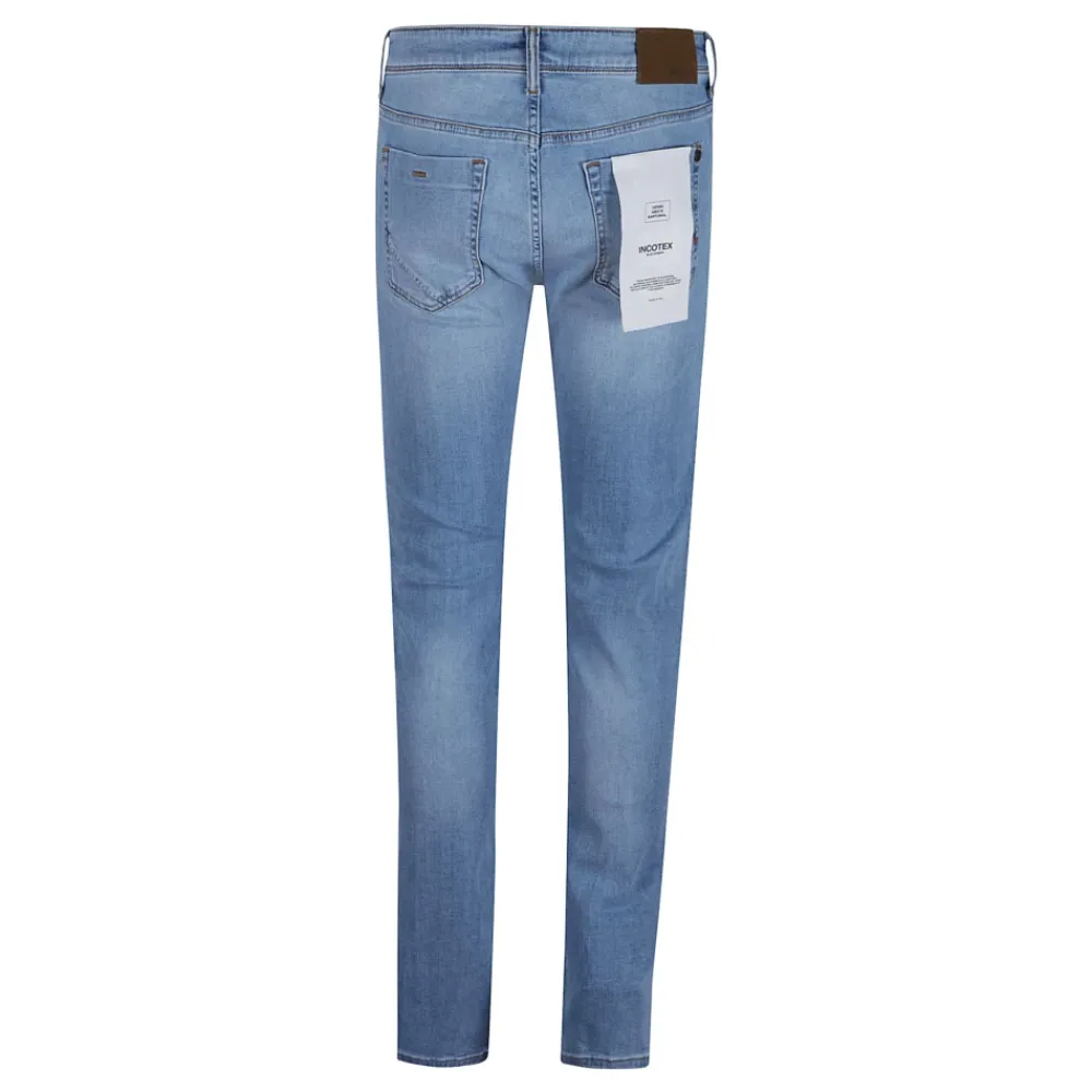 Heren Incotex Stretch Denim Jeans met Suède Patch