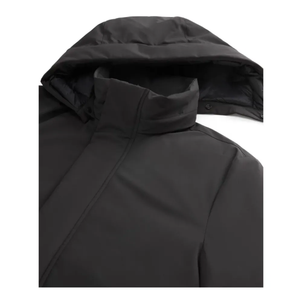 Heren Woolrich Jassen^Stretch Nylon Jas met Padding en Afneembare Capuchon