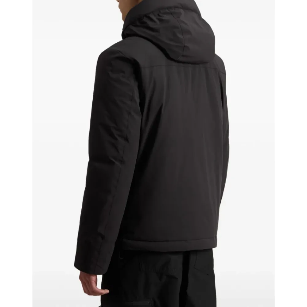 Heren Woolrich Jassen^Stretch Nylon Jas met Padding en Afneembare Capuchon