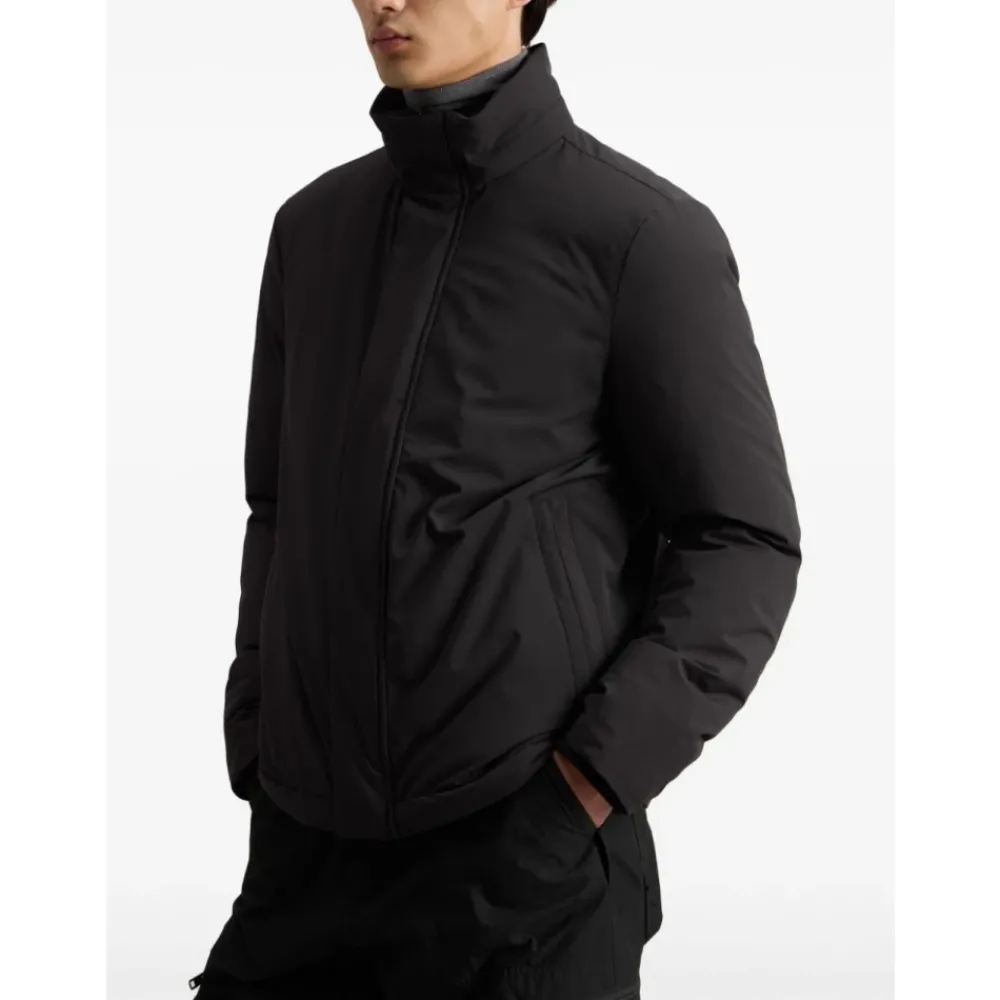 Heren Woolrich Jassen^Stretch Nylon Jas met Padding en Afneembare Capuchon