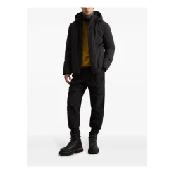 Heren Woolrich Jassen^Stretch Nylon Jas met Padding en Afneembare Capuchon