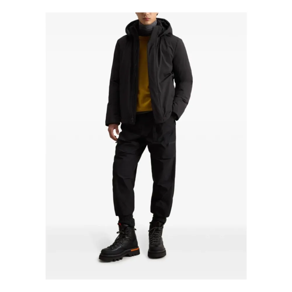 Heren Woolrich Jassen^Stretch Nylon Jas met Padding en Afneembare Capuchon