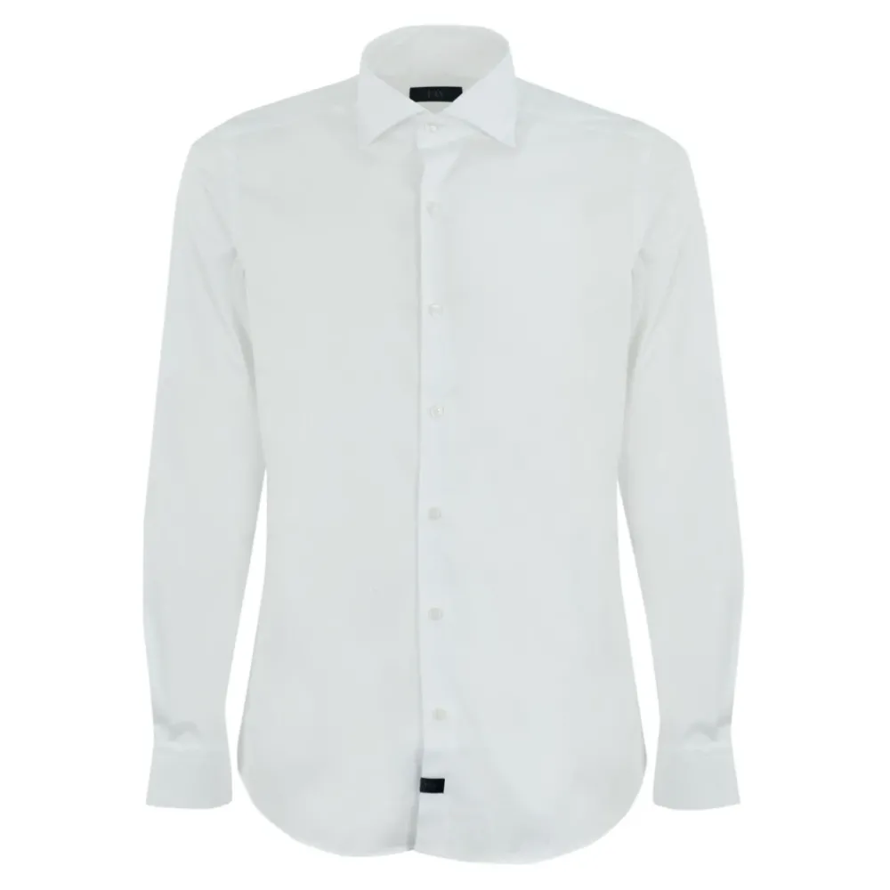 Heren Fay Overhemden^Stretch overhemd met Franse kraag