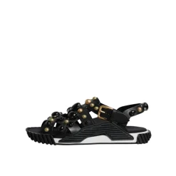 Heren Dolce & Gabbana Studded Leren Slide Sandalen met Logo