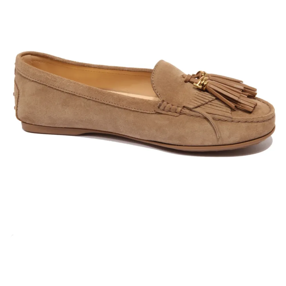 DAMES Tod's Suède Franje Loafer Schoen Made in Italy