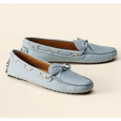 DAMES Car Shoe Suède Mocassin met Strikdetail