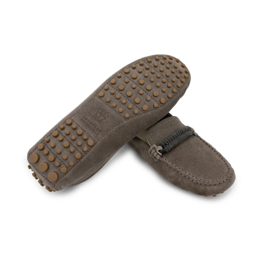 DAMES Brunello Cucinelli Suède Mocassins met Sierstenen