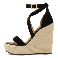 DAMES Kazar Sleehakken^Suède sandalen op anker met jute koord