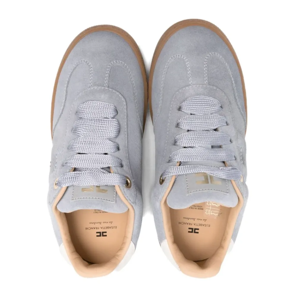 Elisabetta Franchi Sneakers^Suède Sneakers met Gouden Logo