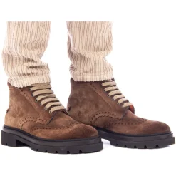 Heren Santoni Laarzen^Suède Vetersluiting Enkellaarsjes