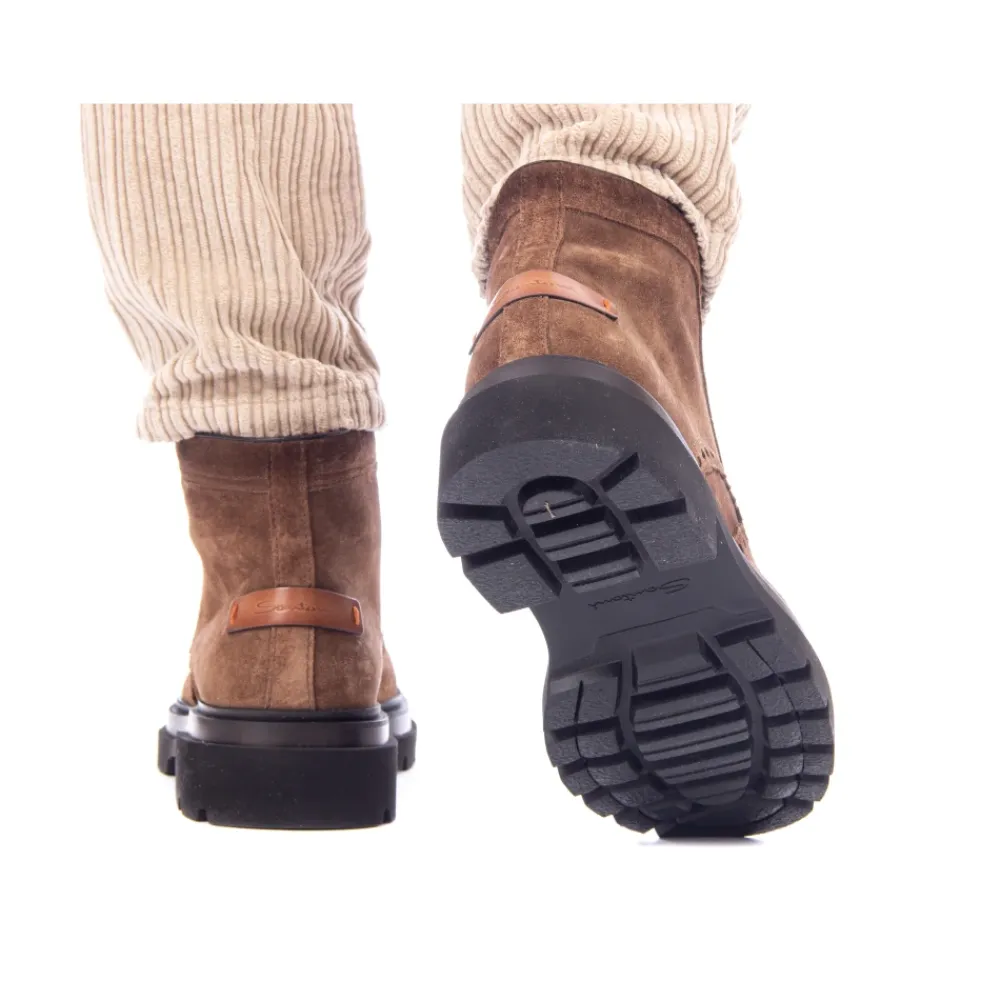 Heren Santoni Laarzen^Suède Vetersluiting Enkellaarsjes